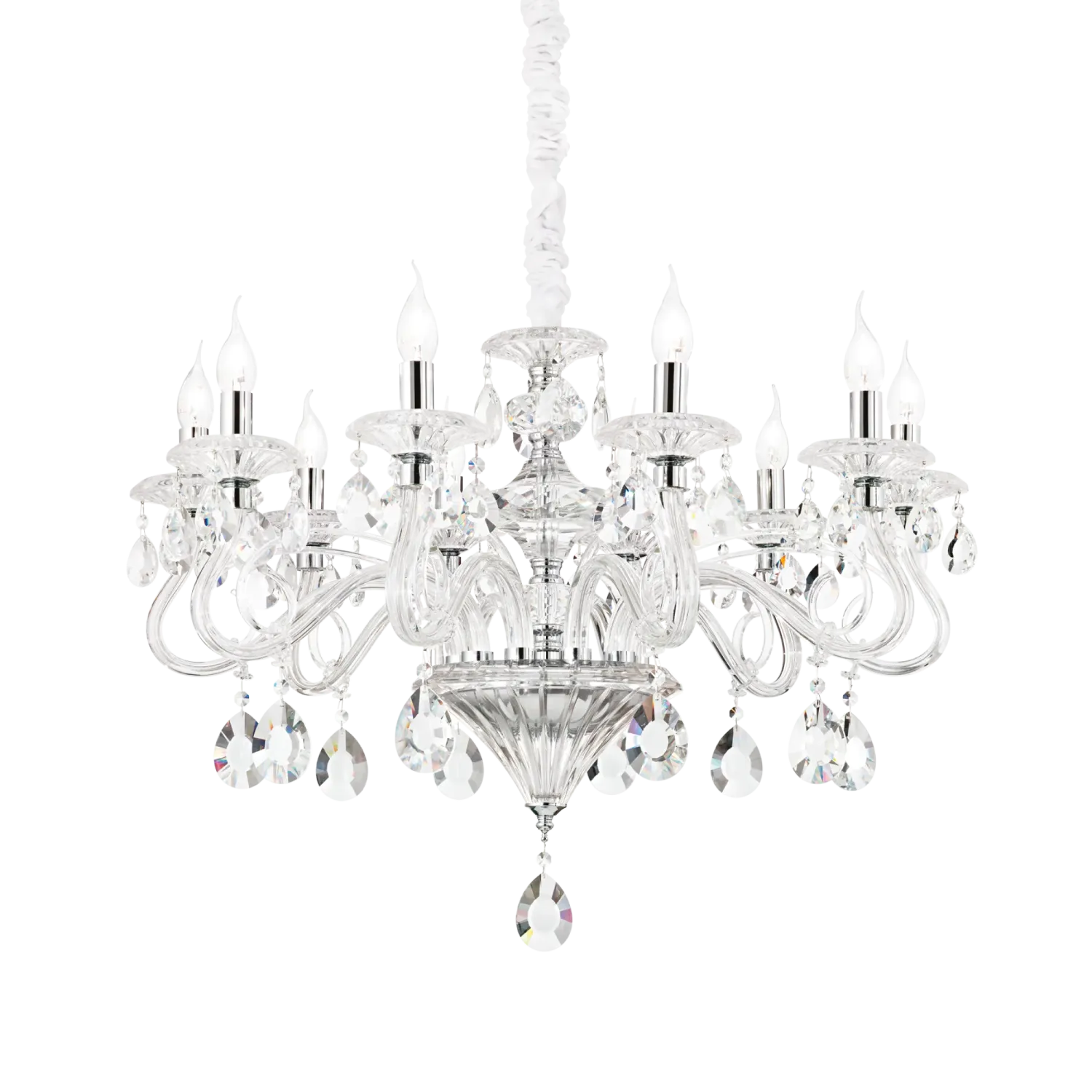 NEGRESCO Pendelleuchte 10 x E14, Chrome / Transparent