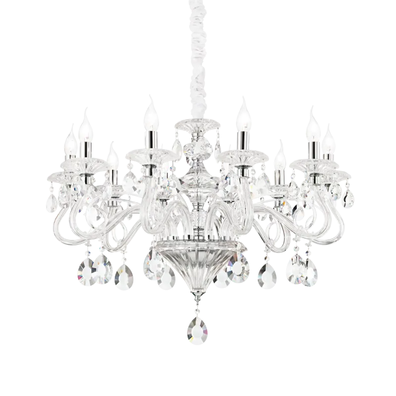 NEGRESCO Pendelleuchte 10 x E14, Chrome / Transparent