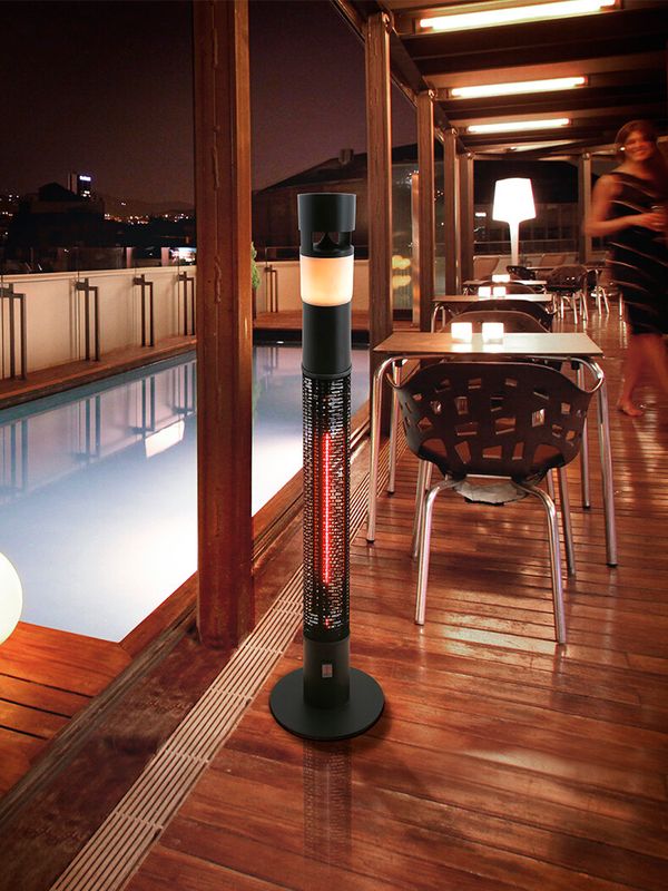 HEAT SOUND Außenheizung Bodenstehend 1500W mit integriertem Licht und Lautsprecher