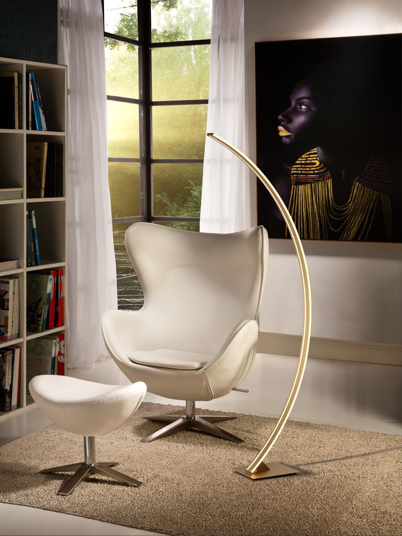 ARCUS Stehleuchte 38W LED, 3000K, 1800lm, Gold gebürstet, DIMMBAR