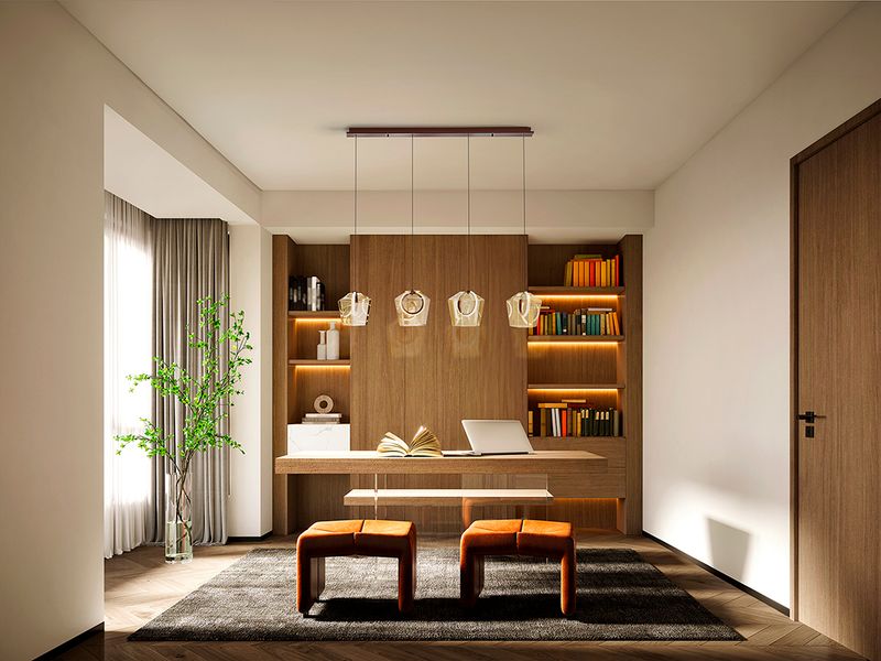 INGRID Pendelleuchte linear 4 x 6W LED, 3000K, 644lm, Schwarz / Glas Champagne, DIMMBAR