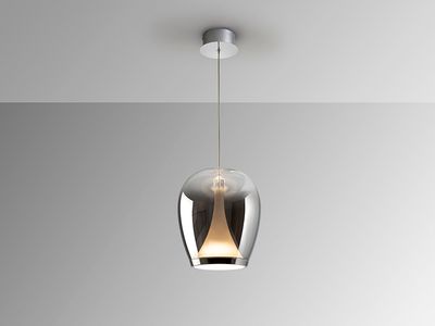 SUSPIRO Pendelleuchte 20W LED, 3000K, 1200lm, Chrome / Rauchfarbenes Glas