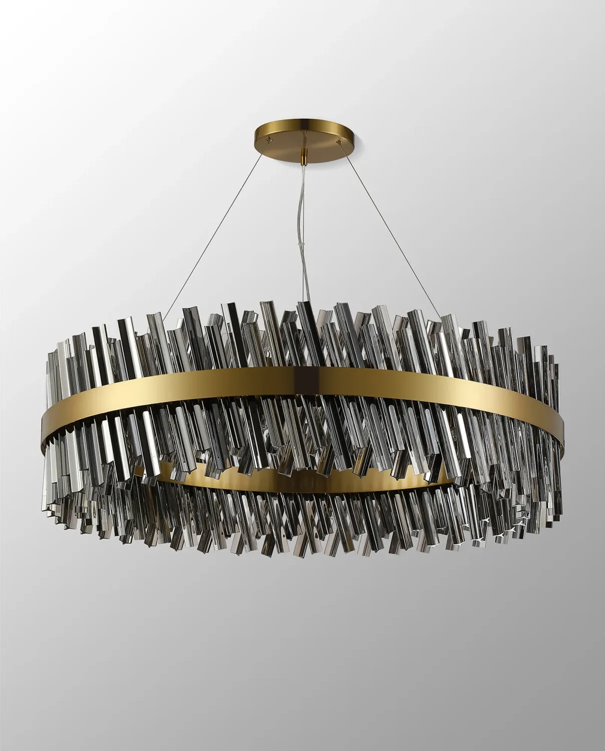BRAUNAU Pendelleuchte Ø100, 32 x G9, Messing / Rauchfarbenes Glas