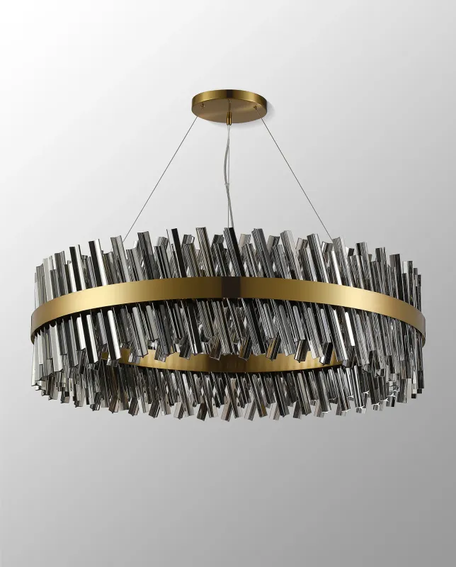 BRAUNAU Pendelleuchte Ø100, 32 x G9, Messing / Rauchfarbenes Glas
