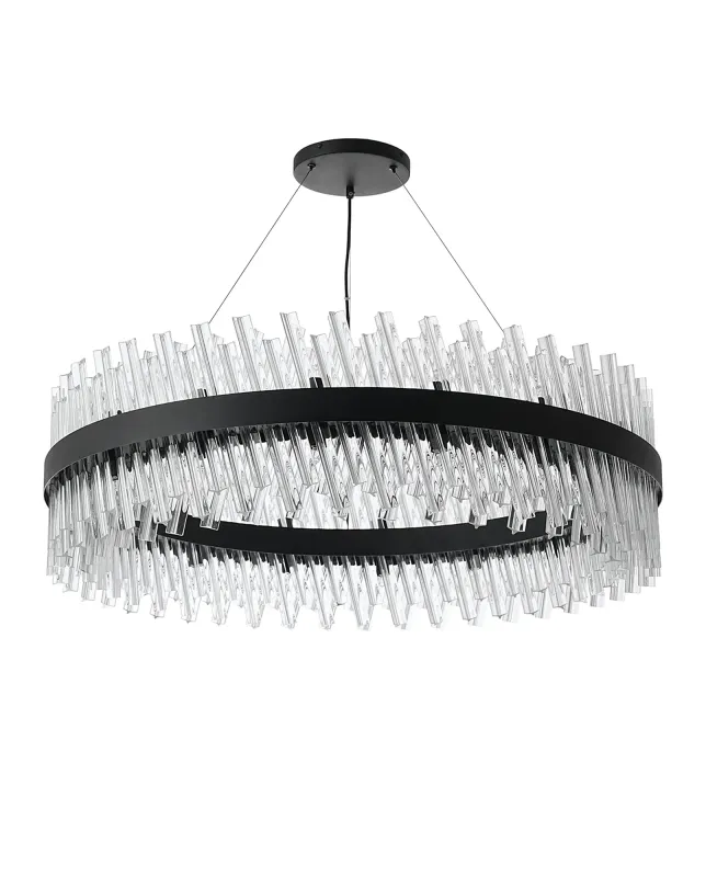 BRAUNAU Pendelleuchte Ø100, 32 x G9, Satinschwarz / Klares Glas