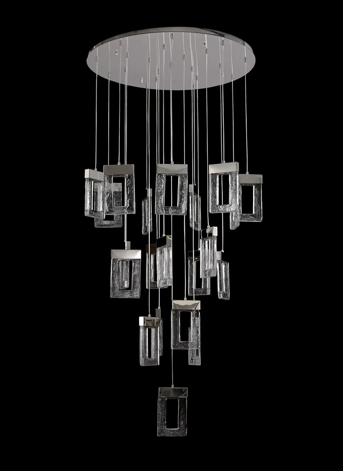 QUELLE Pendelleuchte 21 x 4,5W LED, 3000K, 3360lm, Chrom poliert / Klares Glas, DIMMBAR