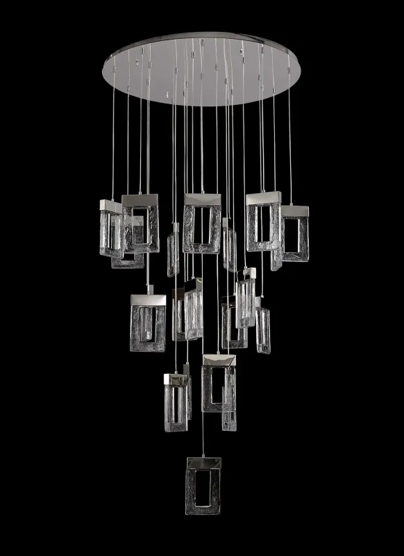 QUELLE Pendelleuchte 21 x 4,5W LED, 3000K, 3360lm, Chrom poliert / Klares Glas, DIMMBAR
