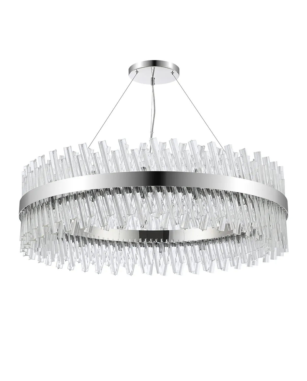 BRAUNAU Pendelleuchte Ø100, 32 x G9, Nickel poliert / Klares Glas