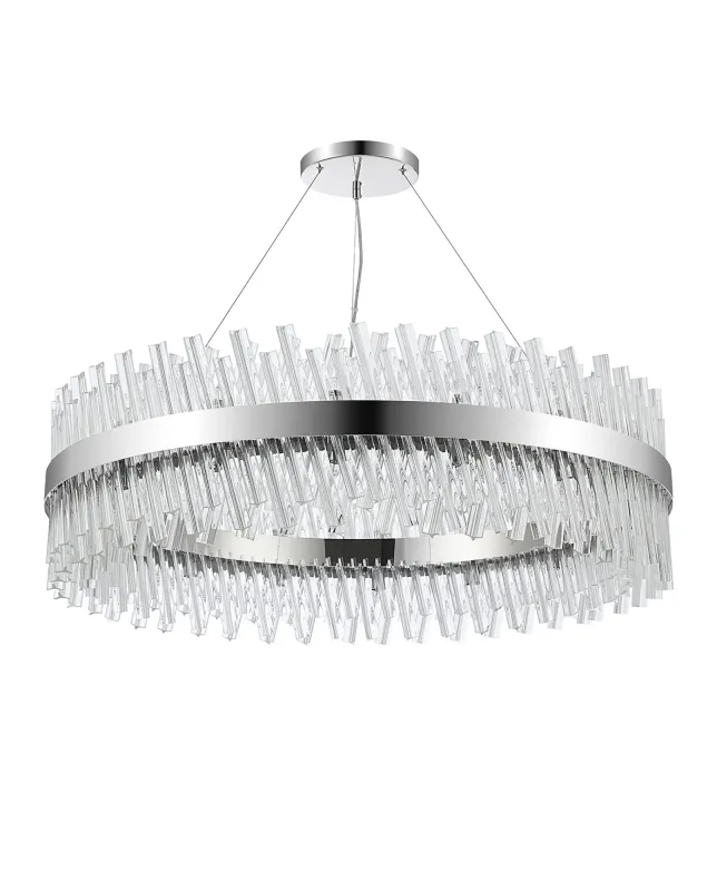 BRAUNAU Pendelleuchte Ø100, 32 x G9, Nickel poliert / Klares Glas