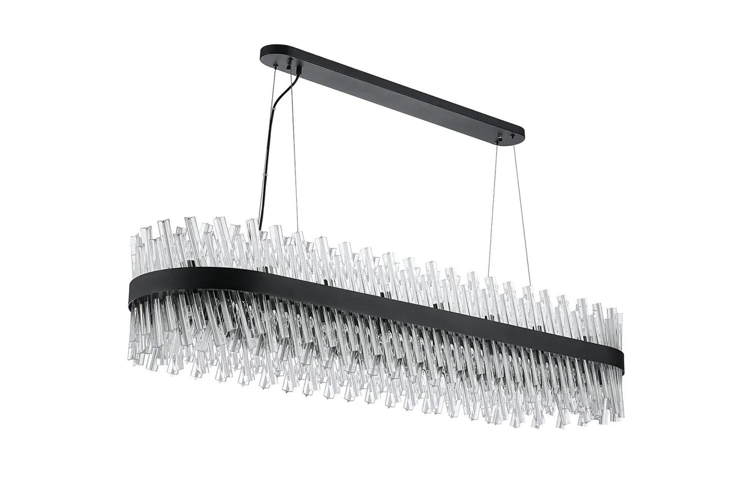 BRAUNAU Pendelleuchte Linear, 36 x G9, Satinschwarz / Klares Glas