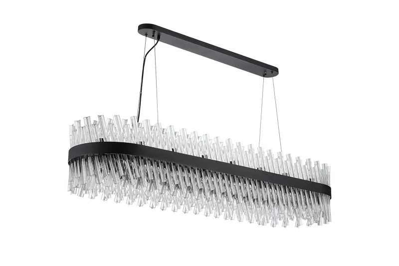 BRAUNAU Pendelleuchte Linear, 36 x G9, Satinschwarz / Klares Glas
