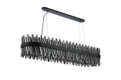 BRAUNAU Pendelleuchte Linear, 36 x G9, Satinschwarz / Rauchfarbenes Glas