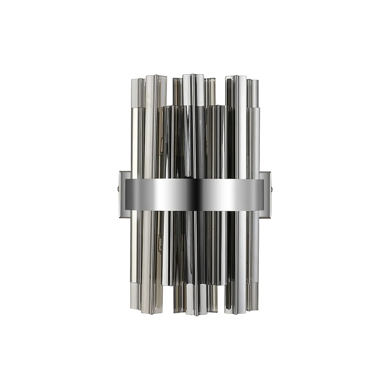 BRAUNAU Wandleuchte, 4 x G9, Nickel poliert / Rauchfarbenes Glas