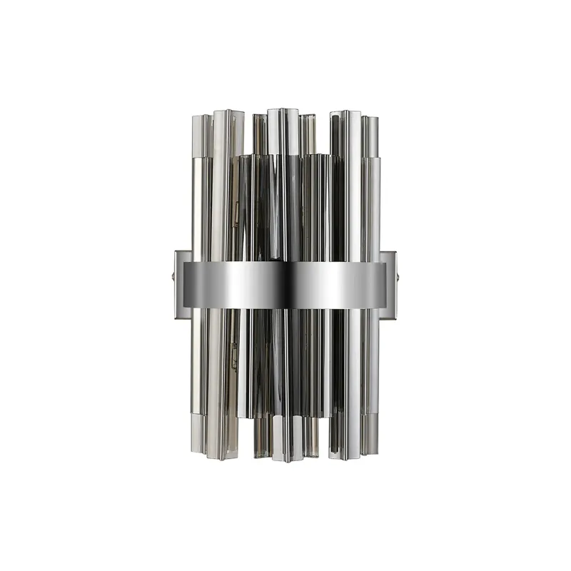 BRAUNAU Wandleuchte, 4 x G9, Nickel poliert / Rauchfarbenes Glas