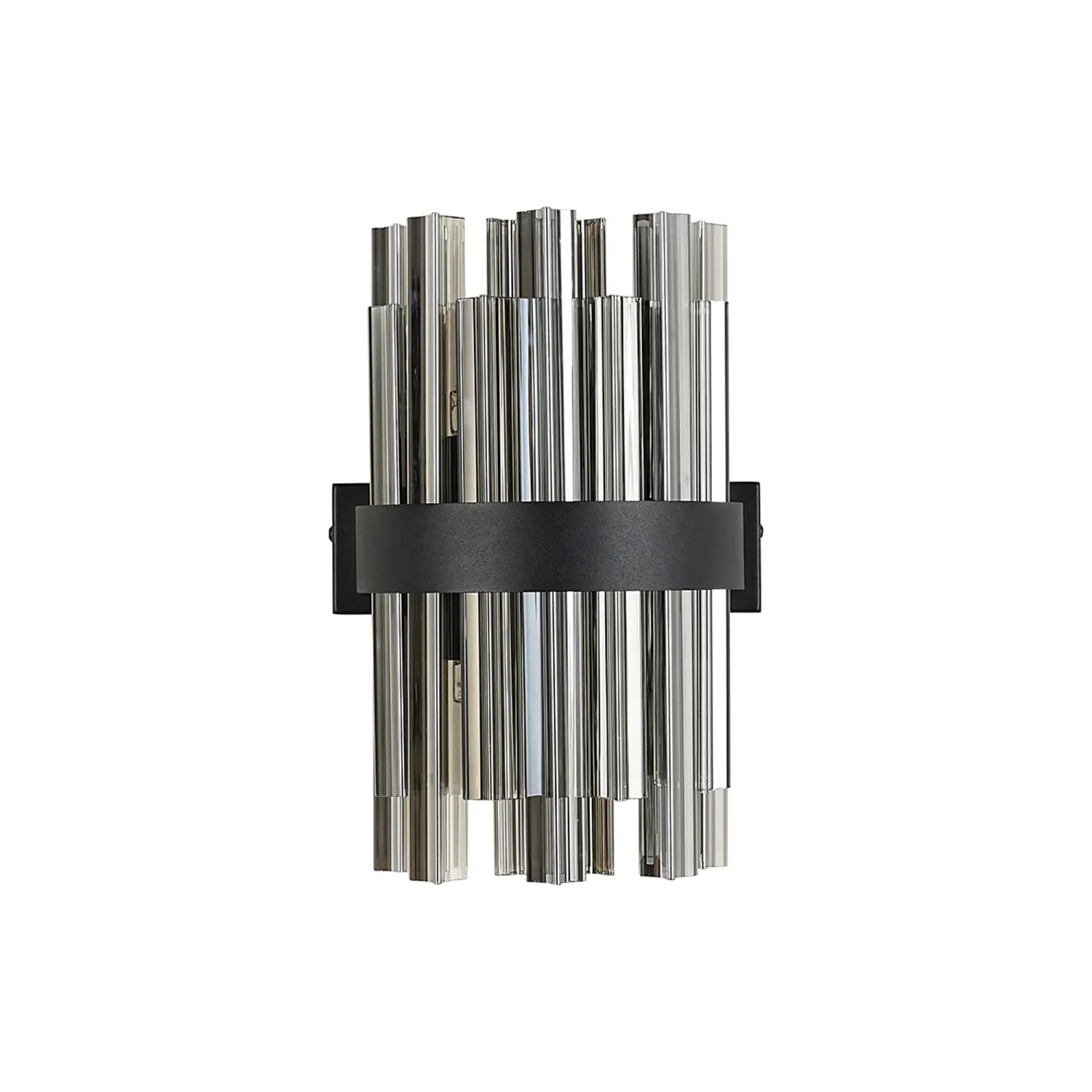 BRAUNAU Wandleuchte, 4 x G9, Satinschwarz / Rauchfarbenes Glas