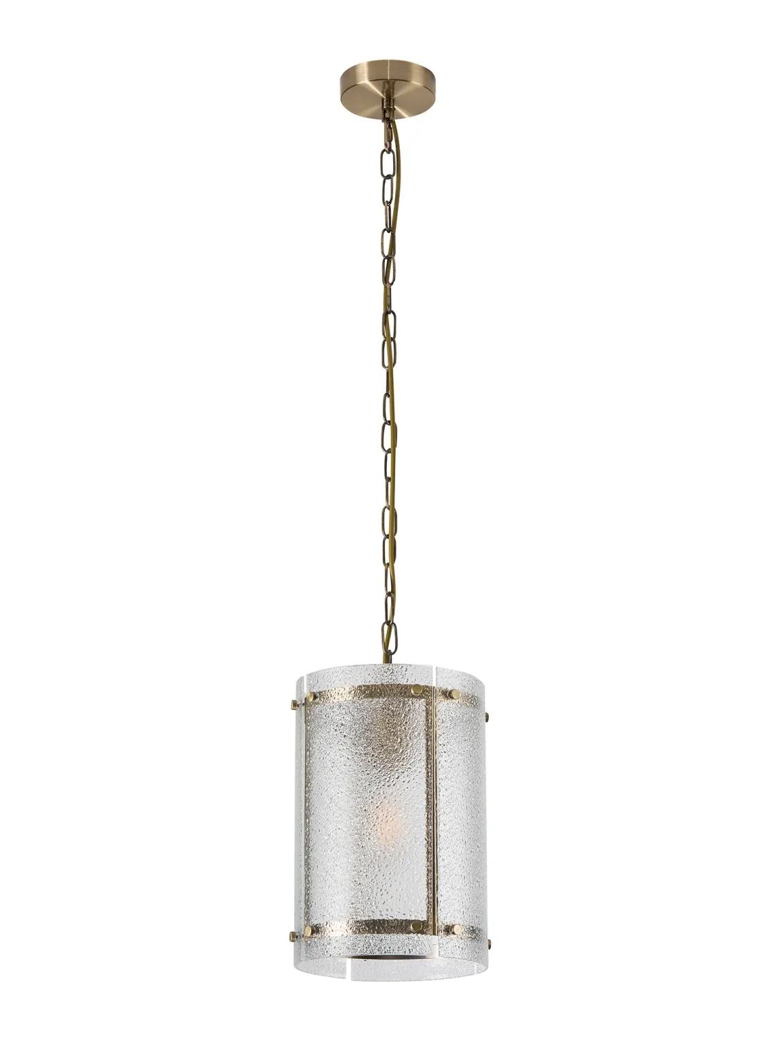 FLOING 20.5cm Pendelleuchte, 1 x E27, Messing Antik / Gesätes klares (E) Glas