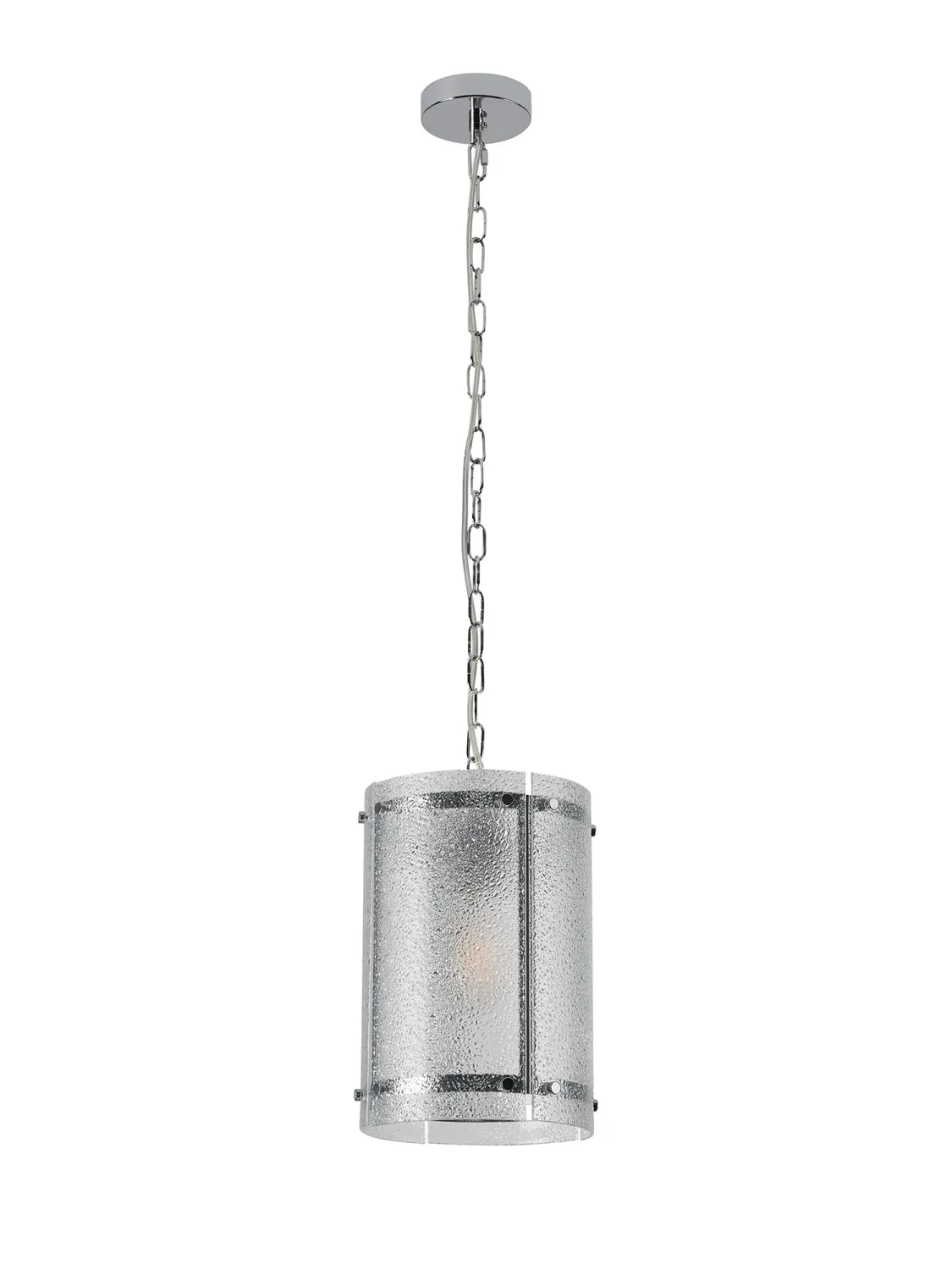 FLOING 20.5cm Pendelleuchte, 1 x E27, Chrome / Gesätes klares (E) Glas