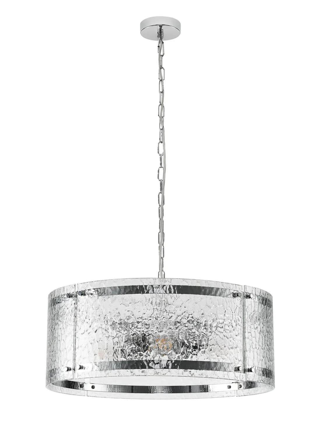 FLOING Tischleuchte, 1 x E27, Chrome / Ornamentiertes klares (D) Glas