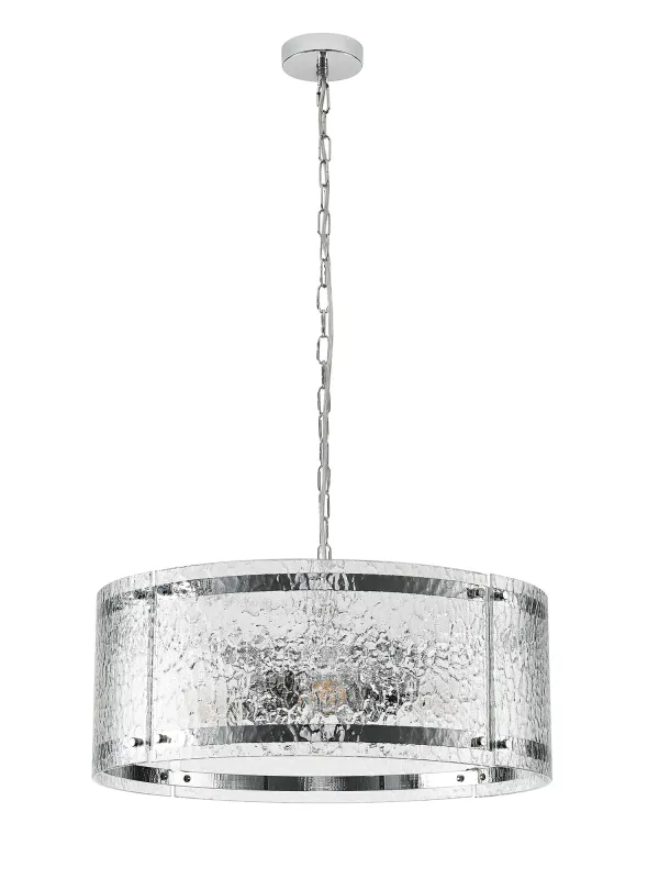 FLOING Tischleuchte, 1 x E27, Chrome / Ornamentiertes klares (D) Glas
