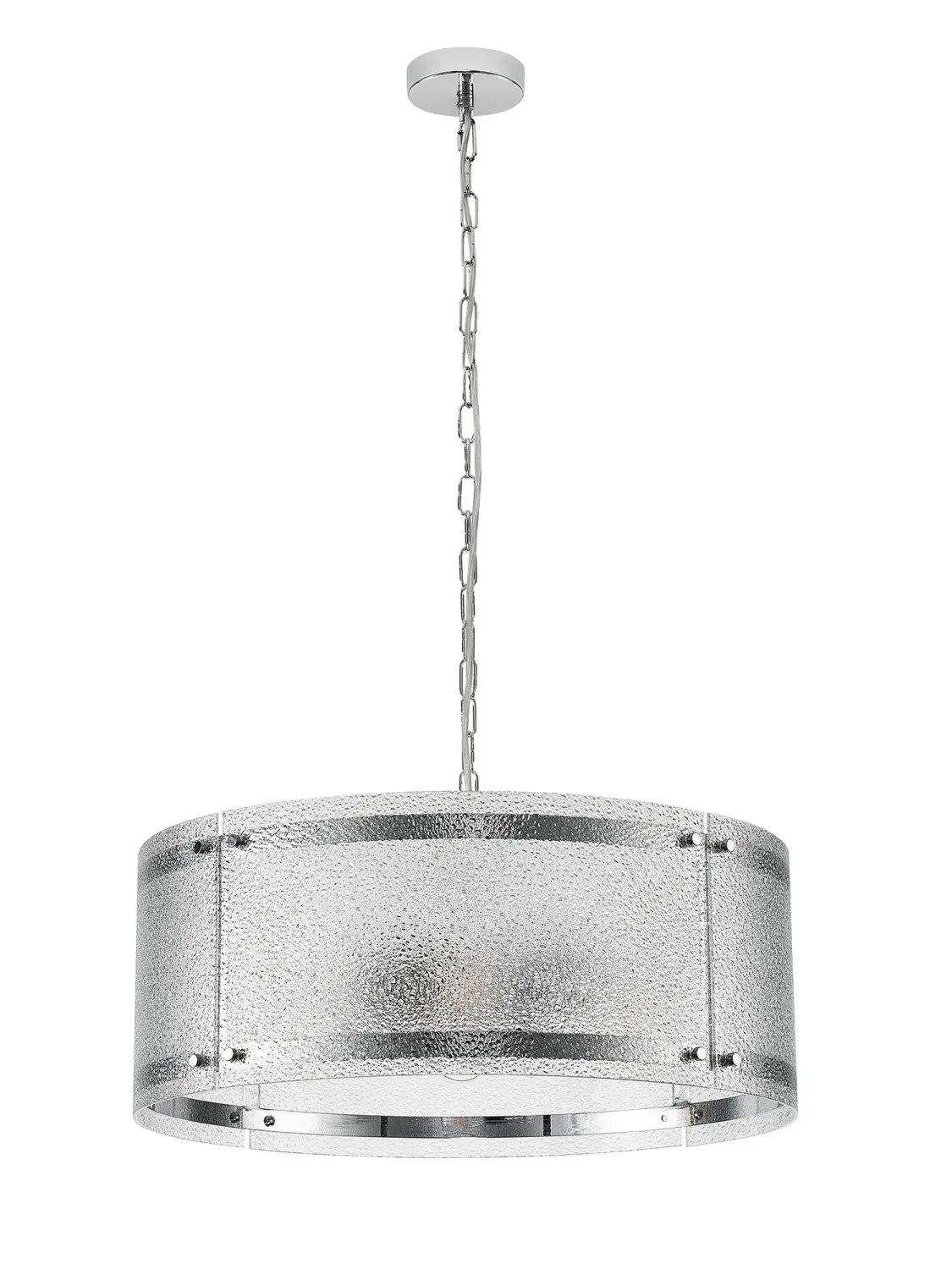 FLOING 56.5cm Pendelleuchte, 4 x E27, Chrome / Gesätes klares (E) Glas