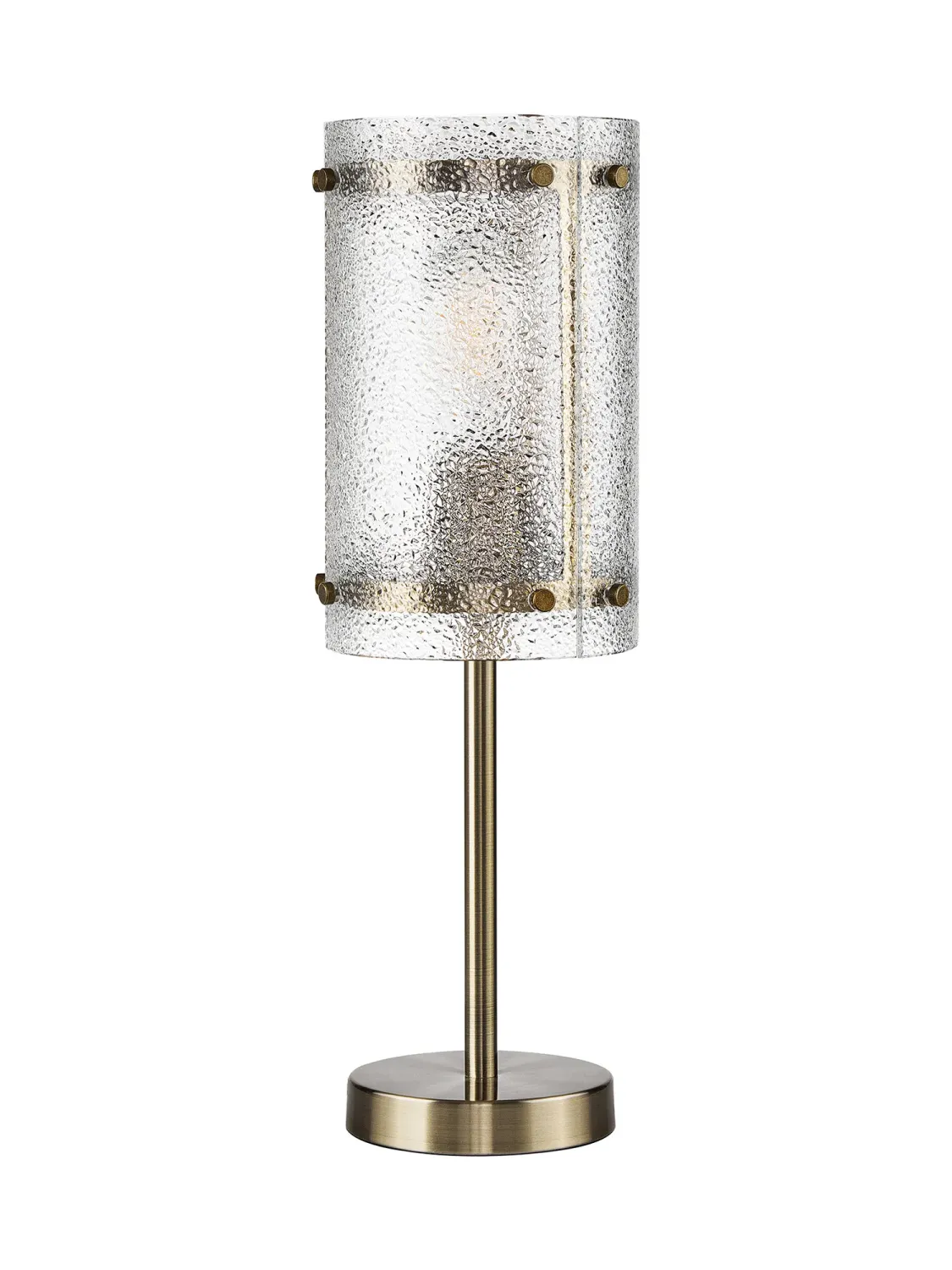 FLOING Tischleuchte, 1 x E27, Messing Antik / Gesätes klares (E) Glas