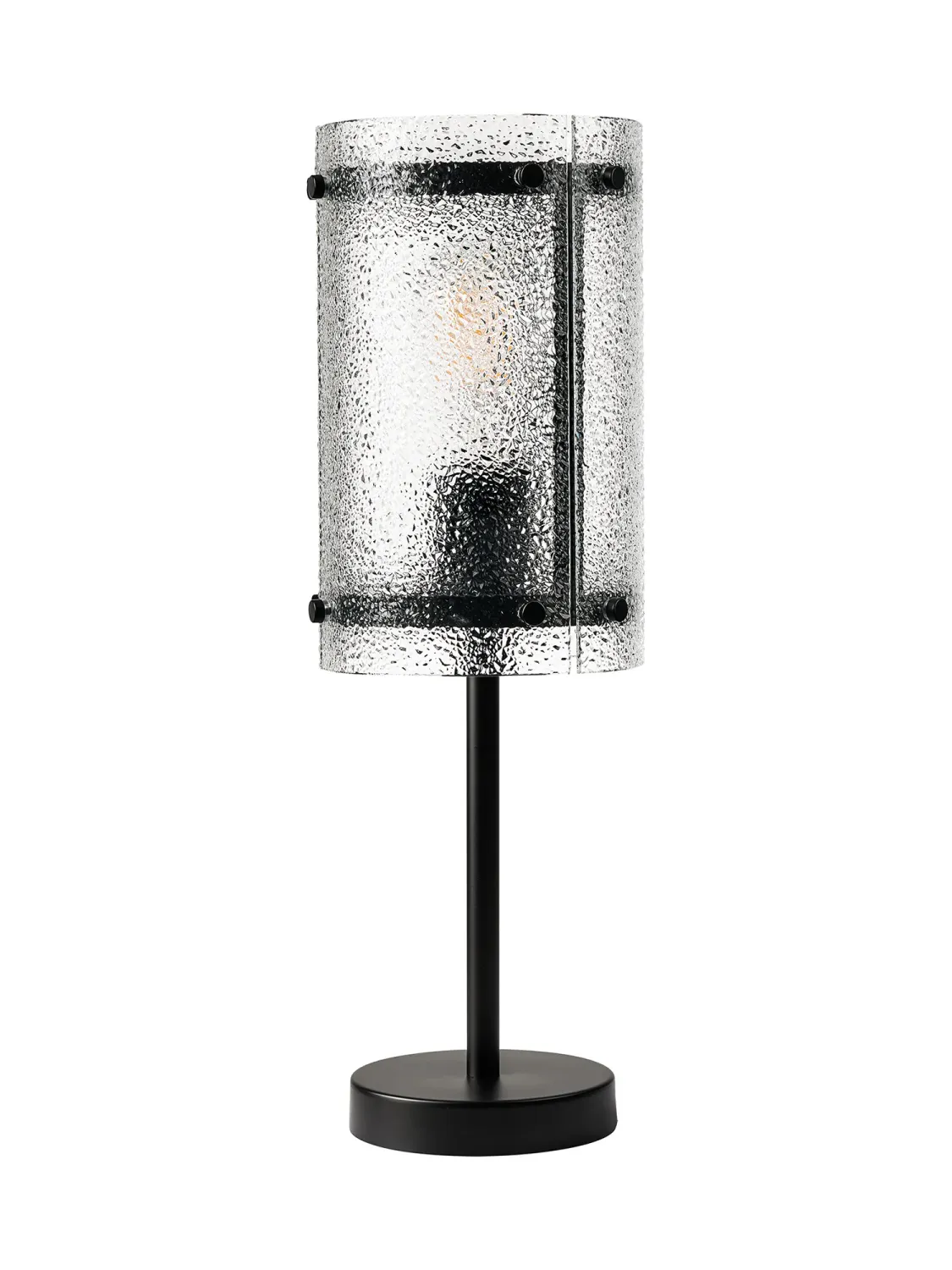 FLOING Tischleuchte, 1 x E27, Schwarz matt / Gesätes klares (E) Glas