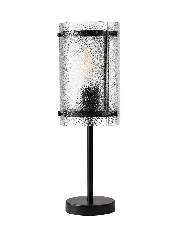 FLOING Tischleuchte, 1 x E27, Schwarz matt / Gesätes klares (E) Glas