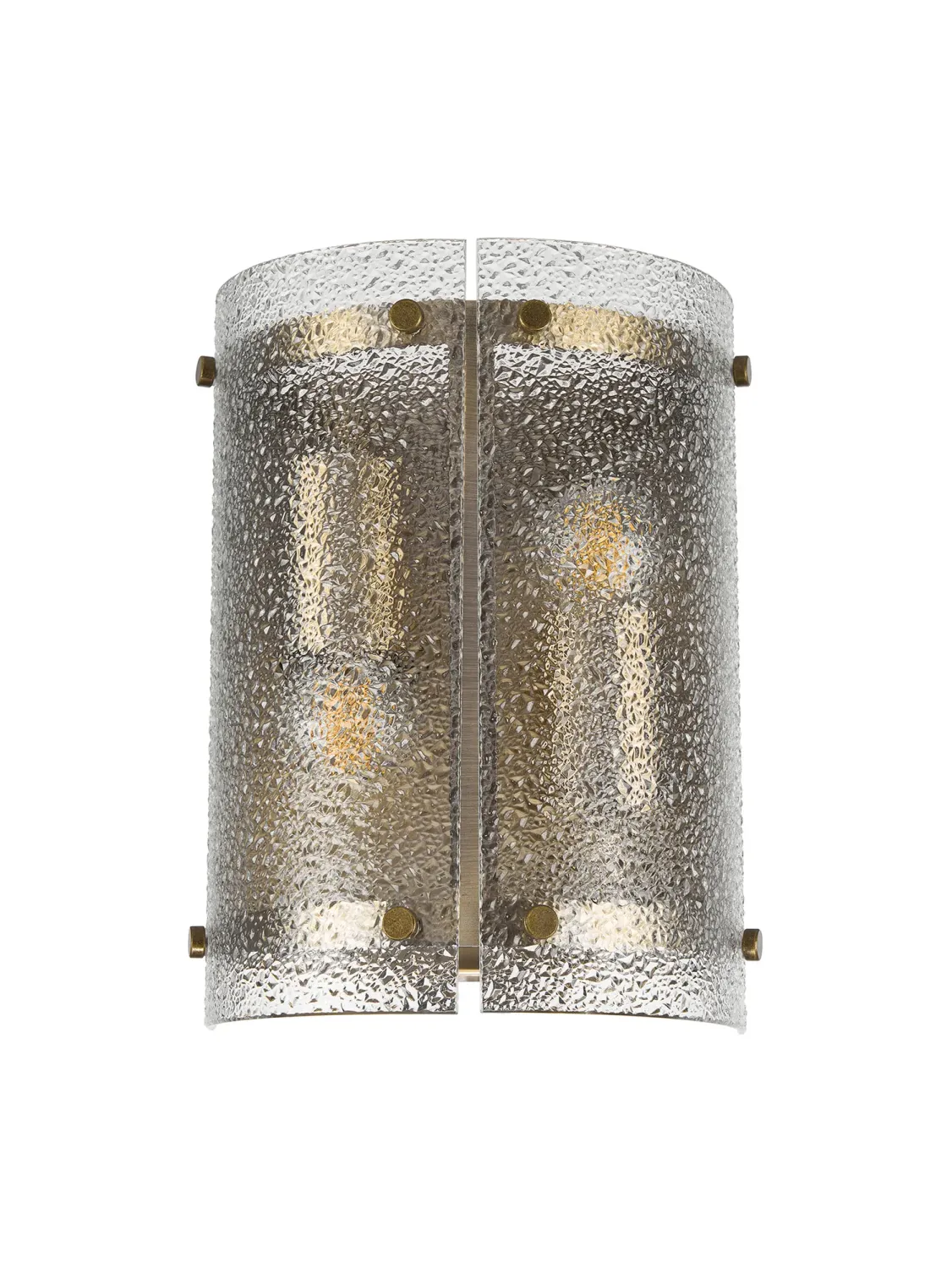 FLOING Wandleuchte, 2 x E27, Messing Antik / Gesätes klares (E) Glas