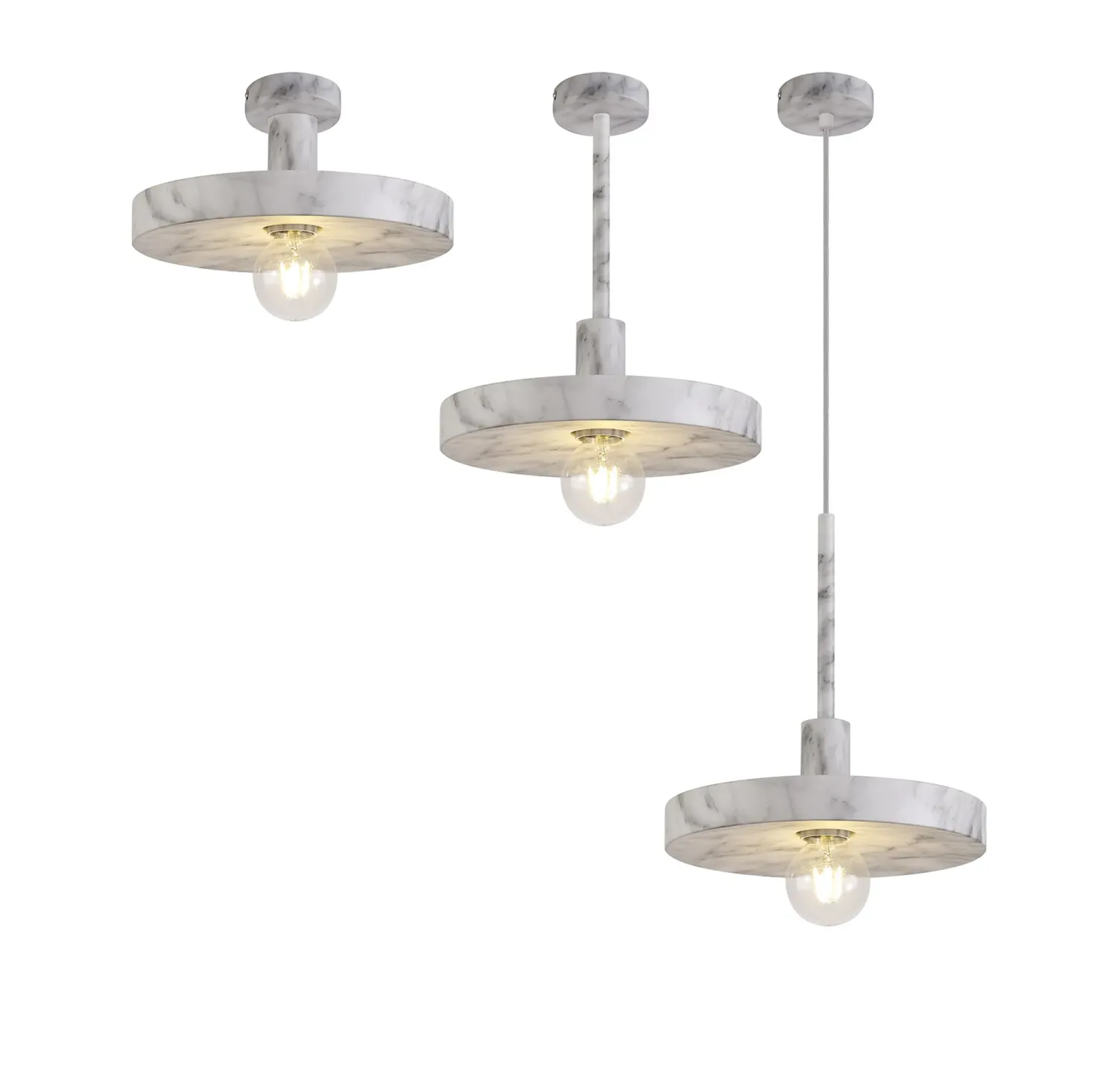 AGATHA 30cm Pendel- oder Deckenleuchte, Höhe einstellbar 1 x E27, Marmoreffekt
