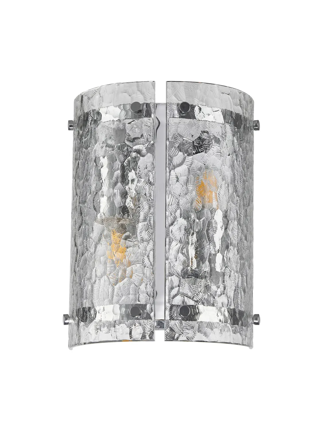 FLOING Wandleuchte, 2 x E27, Chrome / Ornamentiertes klares (D) Glas