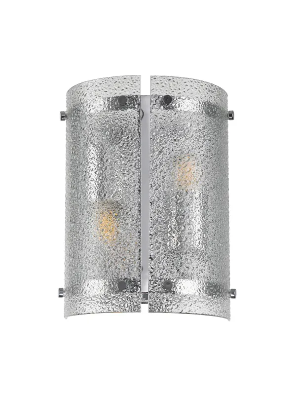 FLOING Wandleuchte, 2 x E27, Chrome / Gesätes klares (E) Glas