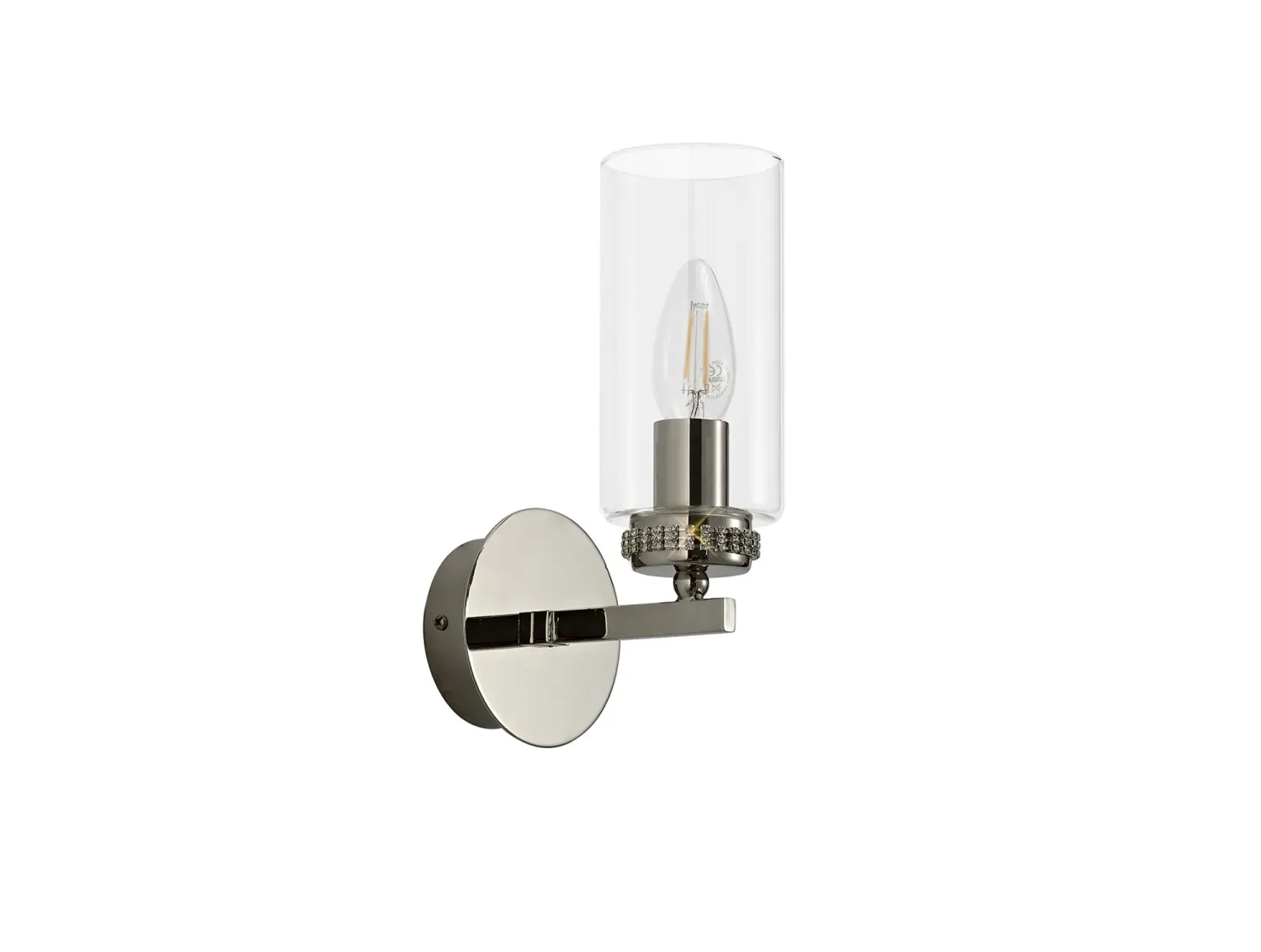 AFRITZ Wandleuchte mit Schalter, 1 x E14, Nickel poliert