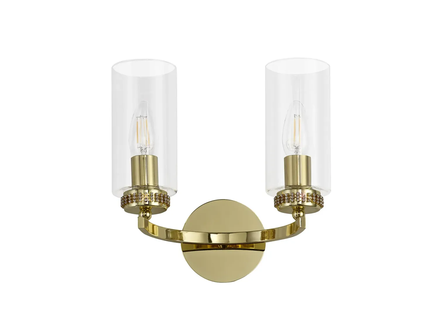 AFRITZ Wandleuchte mit Schalter, 2 x E14, Poliertes Gold