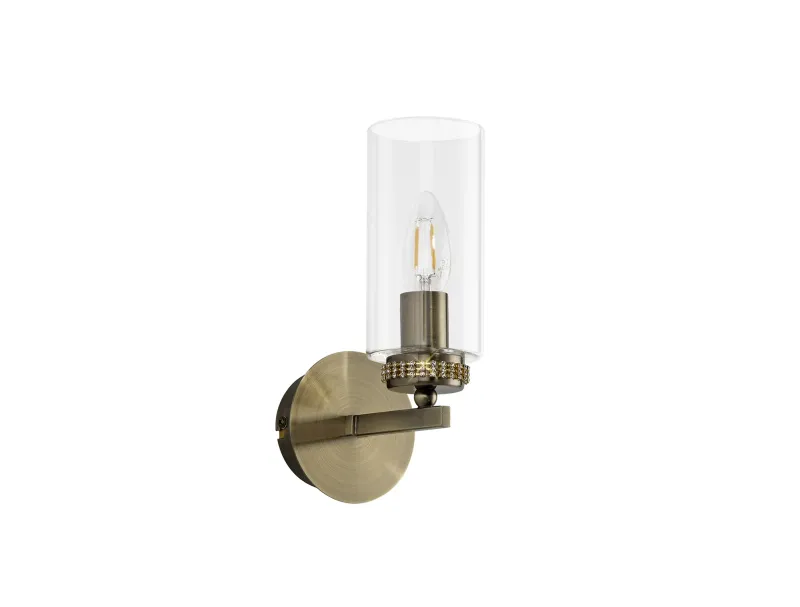 AFRITZ Wandleuchte mit Schalter, 1 x E14, Messing Antik