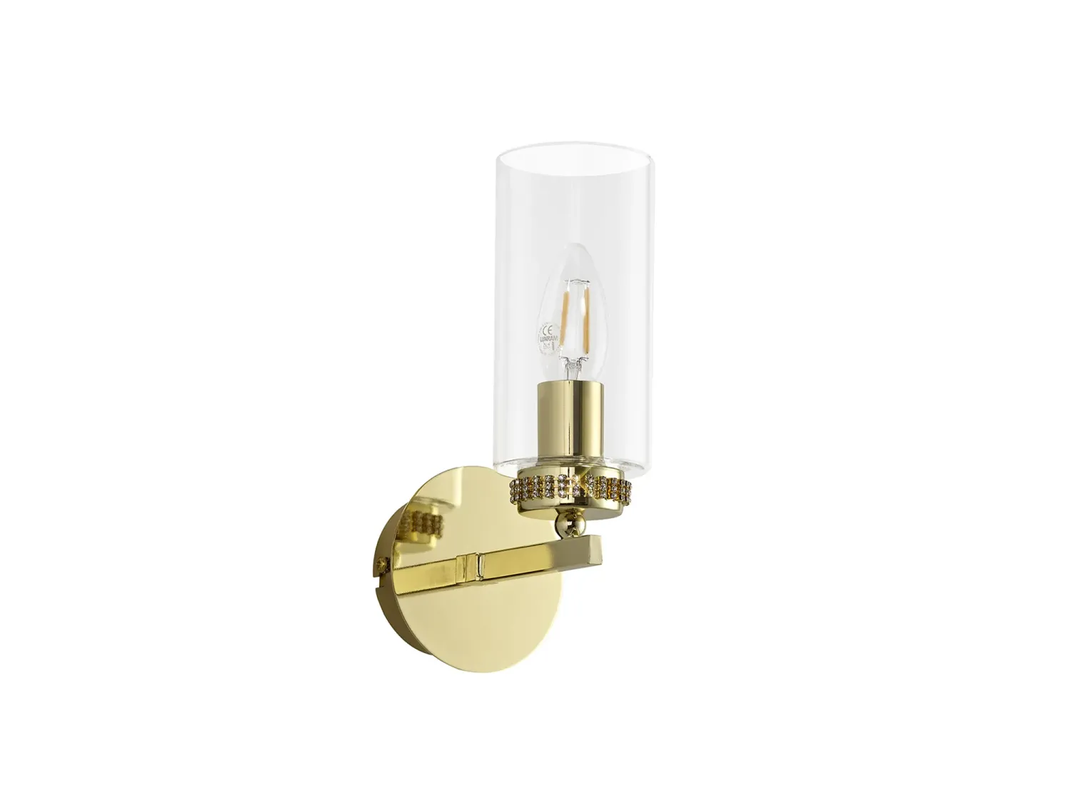 AFRITZ Wandleuchte mit Schalter, 1 x E14, Poliertes Gold
