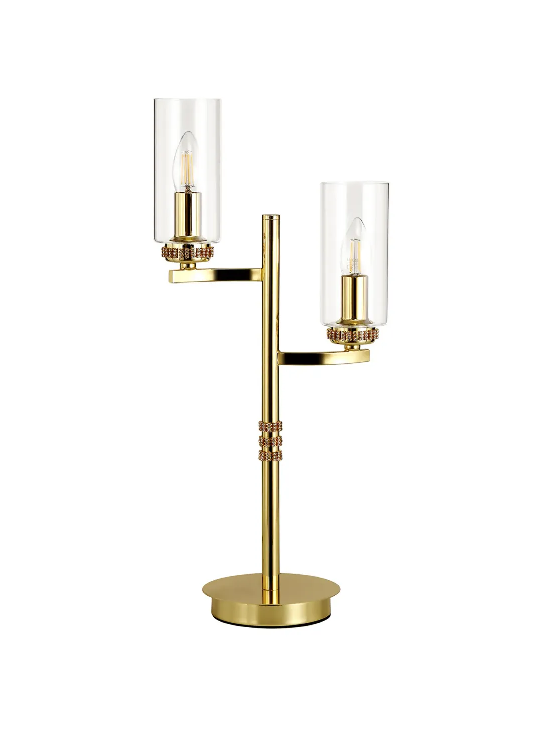 AFRITZ Tischleuchte, 2 x E14, Poliertes Gold
