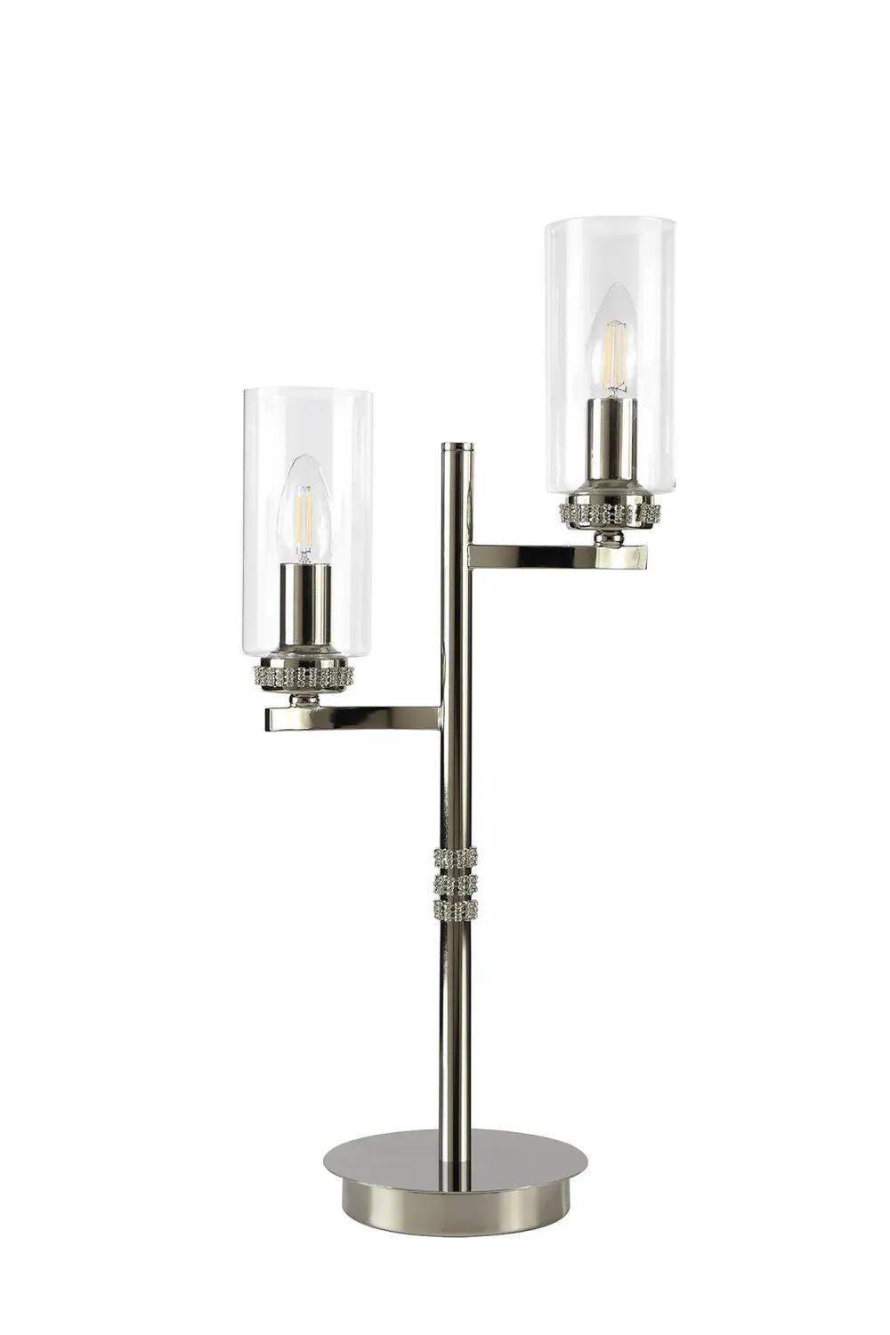 AFRITZ Tischleuchte, 2 x E14, Nickel poliert