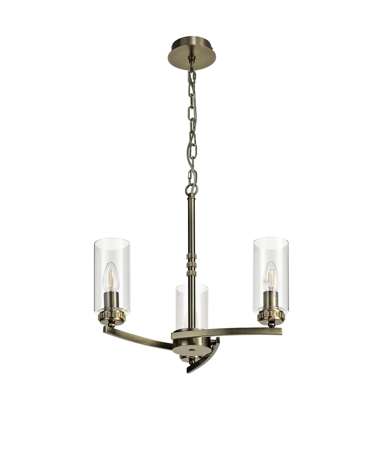 AFRITZ 46cm Pendel- oder Deckenleuchte, 3 x E14, Messing Antik