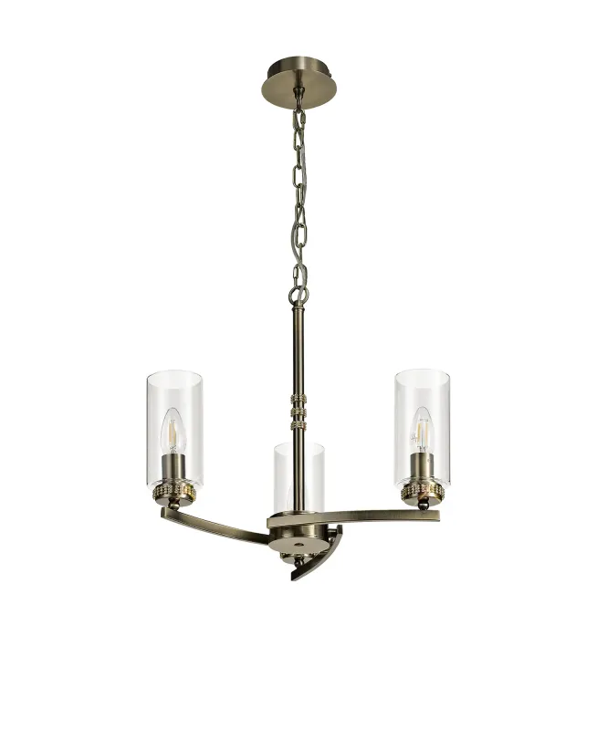 AFRITZ 46cm Pendel- oder Deckenleuchte, 3 x E14, Messing Antik