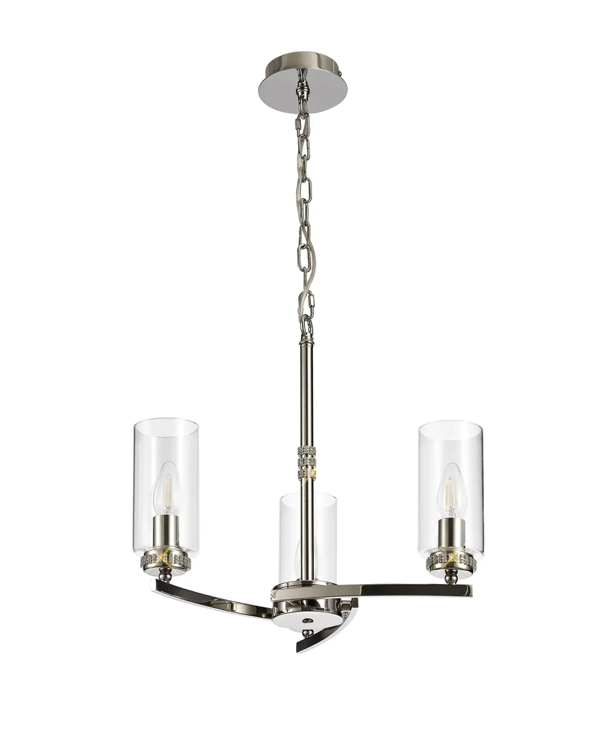 AFRITZ 46cm Pendel- oder Deckenleuchte, 3 x E14, Nickel poliert