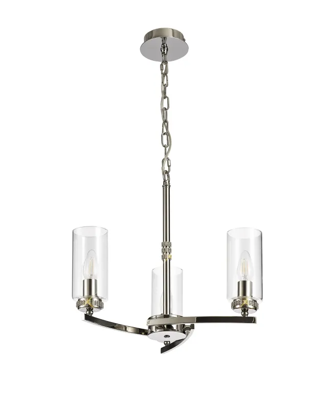 AFRITZ 46cm Pendel- oder Deckenleuchte, 3 x E14, Nickel poliert