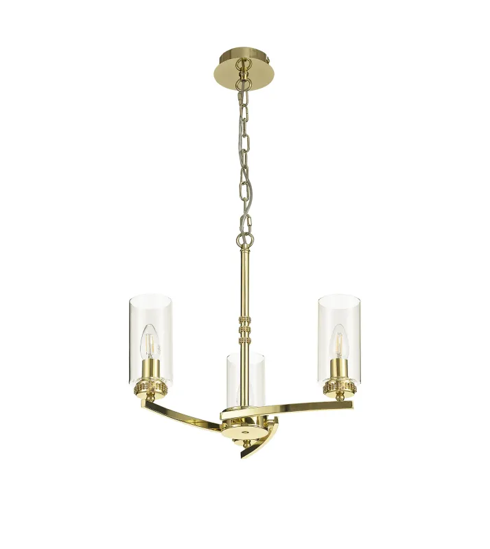 AFRITZ 46cm Pendel- oder Deckenleuchte, 3 x E14, Poliertes Gold