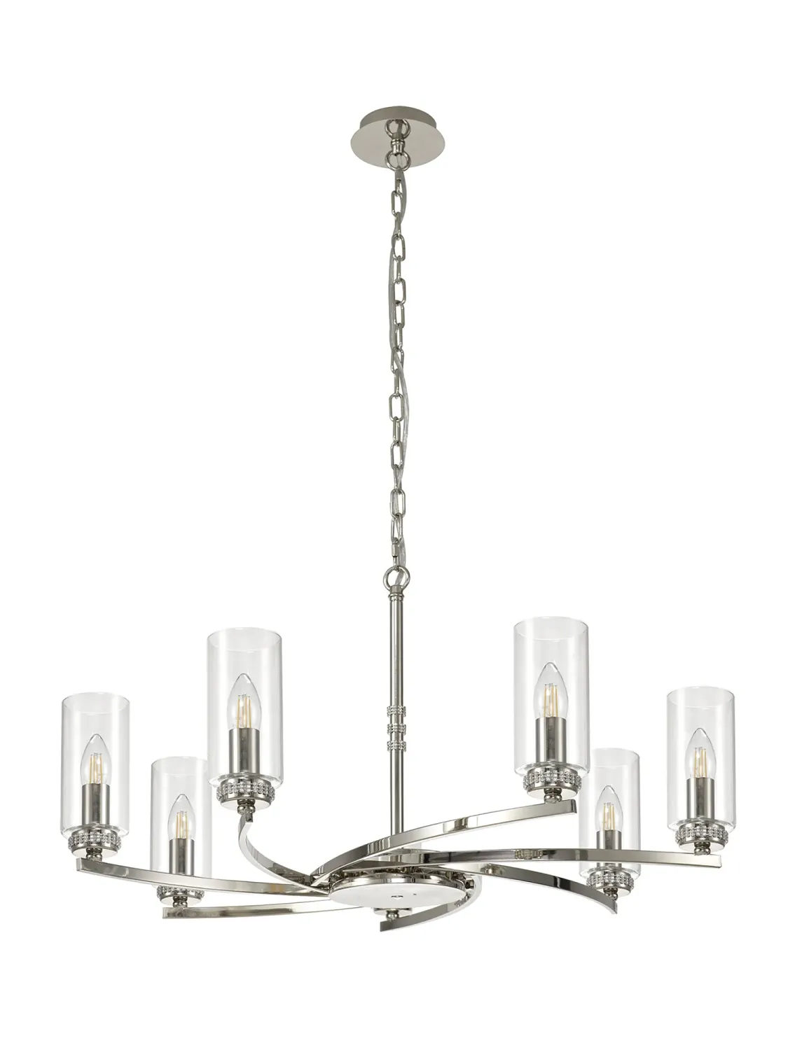 AFRITZ 76cm Pendel- oder Deckenleuchte, 7 x E14, Nickel poliert