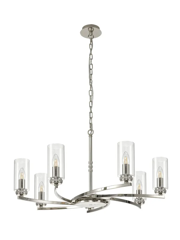 AFRITZ 76cm Pendel- oder Deckenleuchte, 7 x E14, Nickel poliert