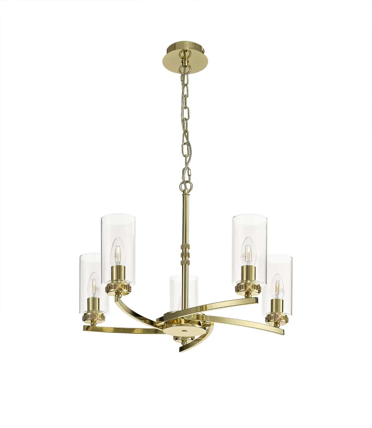 AFRITZ 54cm Pendel- oder Deckenleuchte, 5 x E14, Poliertes Gold