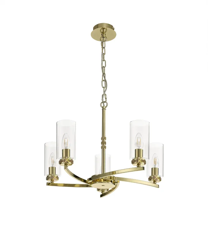 AFRITZ 54cm Pendel- oder Deckenleuchte, 5 x E14, Poliertes Gold