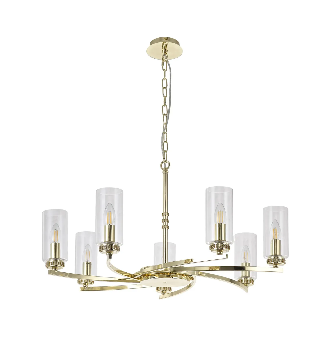 AFRITZ 76cm Pendel- oder Deckenleuchte, 7 x E14, Poliertes Gold