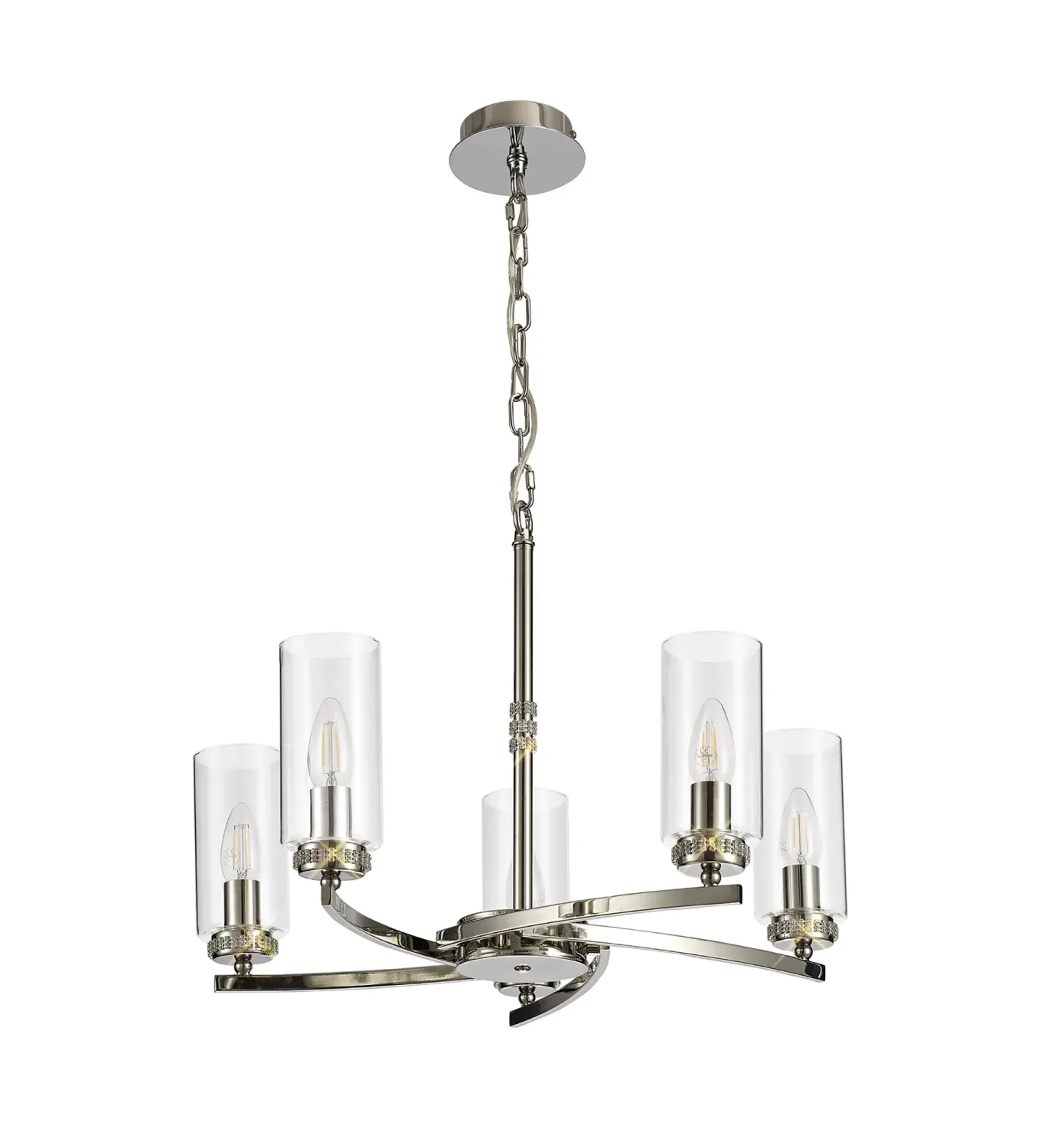 AFRITZ 54cm Pendel- oder Deckenleuchte, 5 x E14, Nickel poliert