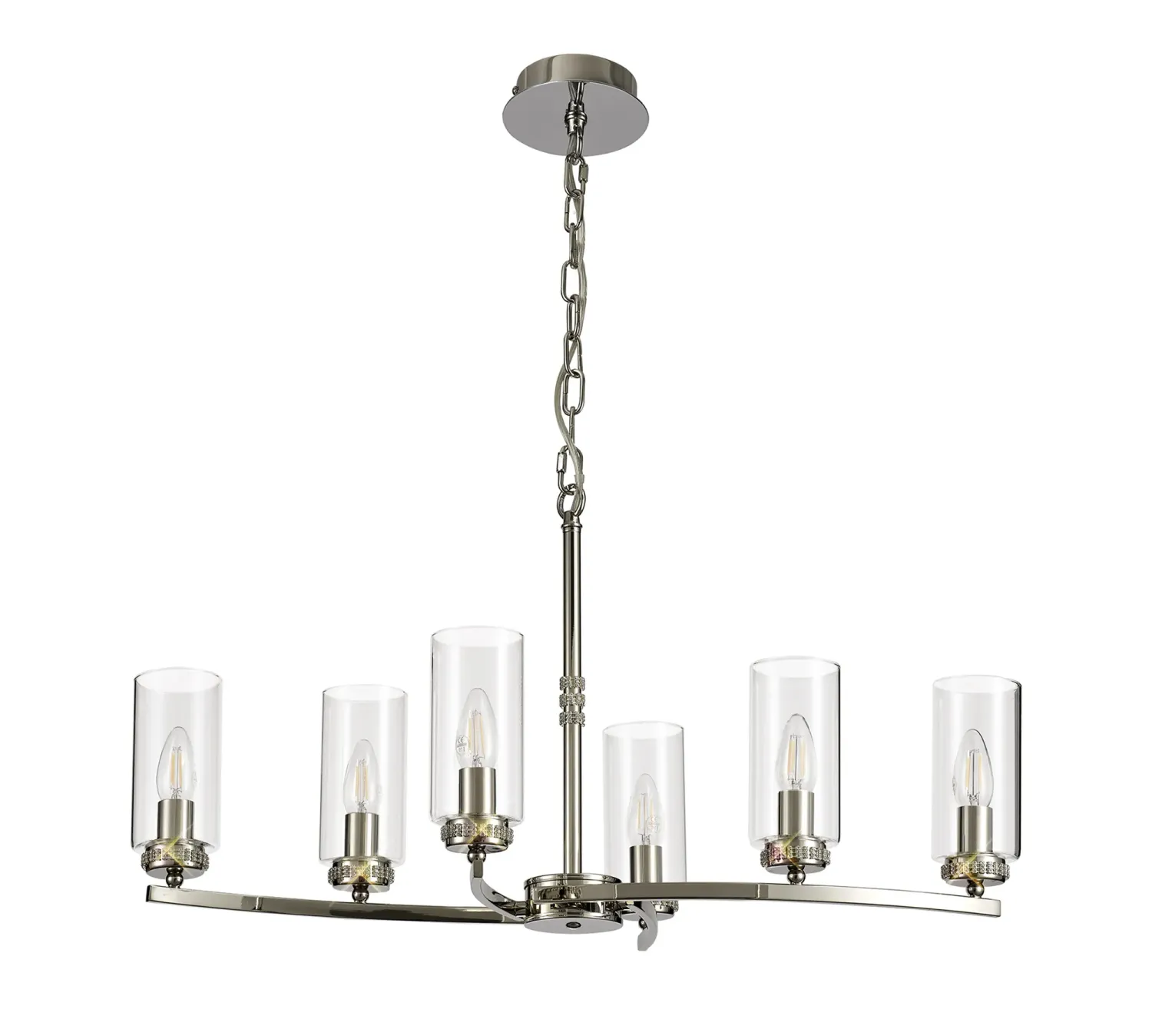 AFRITZ Pendel- oder Deckenleuchte linear, 6 x E14, Nickel poliert