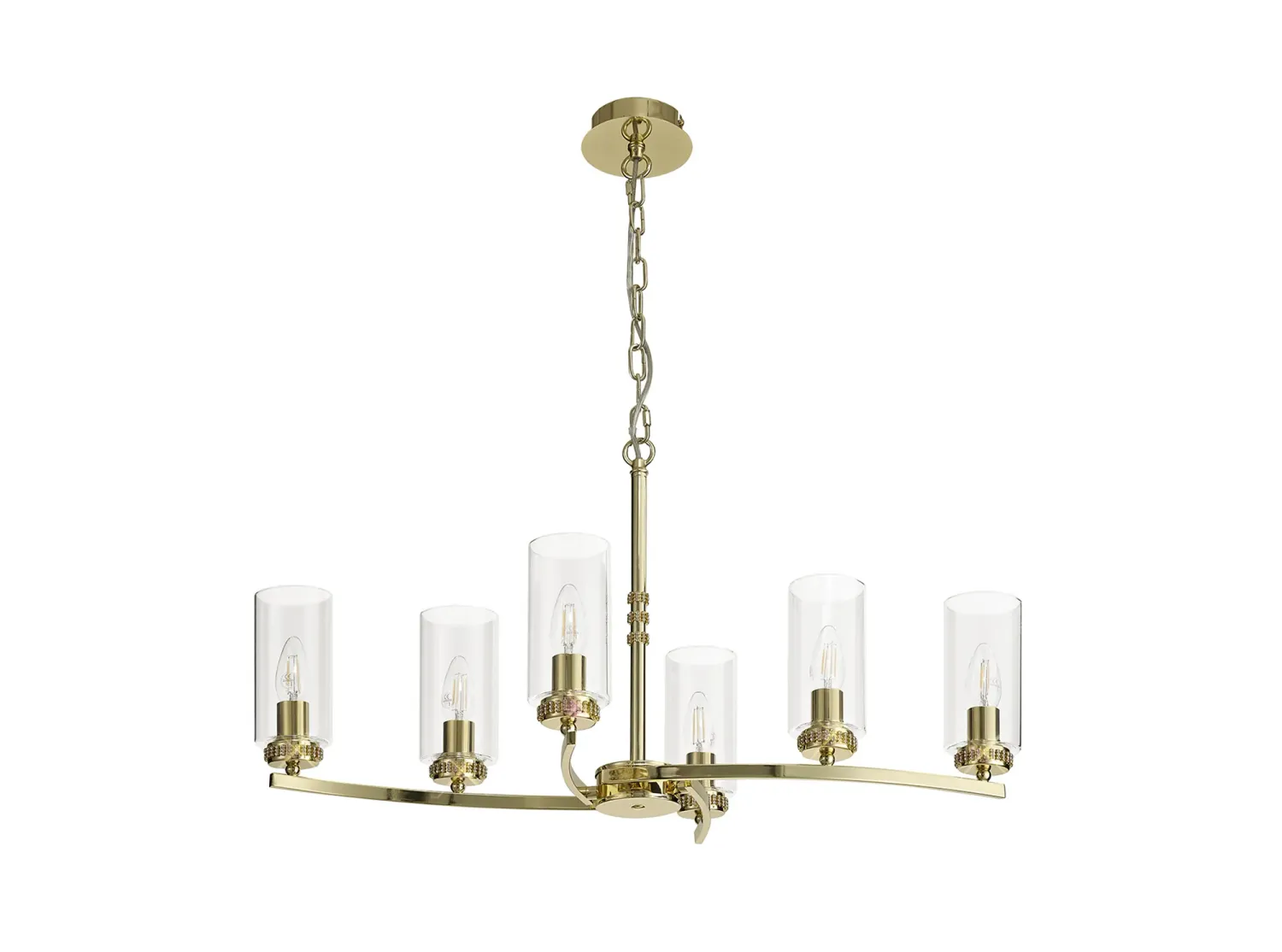AFRITZ Pendel- oder Deckenleuchte linear, 6 x E14, Poliertes Gold